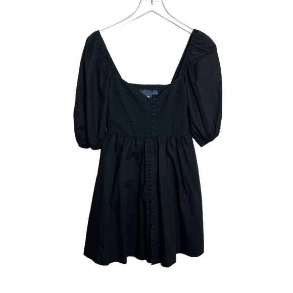 ANTHROPOLOGIE | Maeve Sweetheart Mini Dress Black Puff Sleeve - Picture 4 of 6